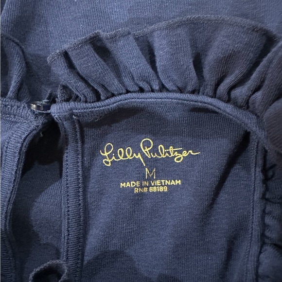 Lilly Pulitzer Navy Ruffle Collar Sleeveless Top - Cute Casual Tank Blouse - Picture 5 of 6